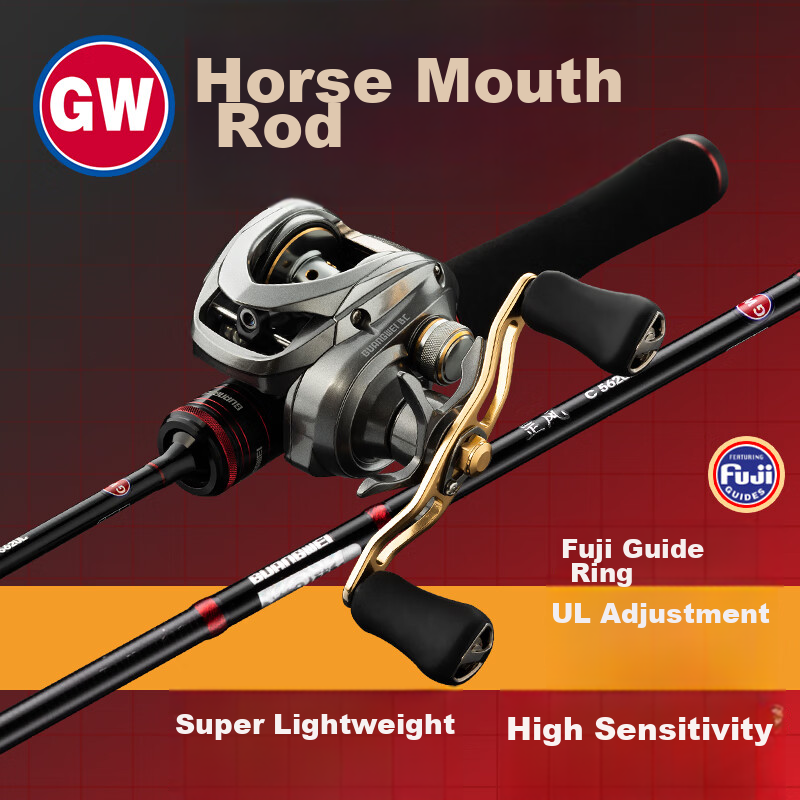 Guangwei (GW) Fishing Rod, Ganshengmaou UL 1.68 Meters, Gun Handle with Gansheng Water Drop Reel, Left-Handed Micro Lure Rod, Maokou Set