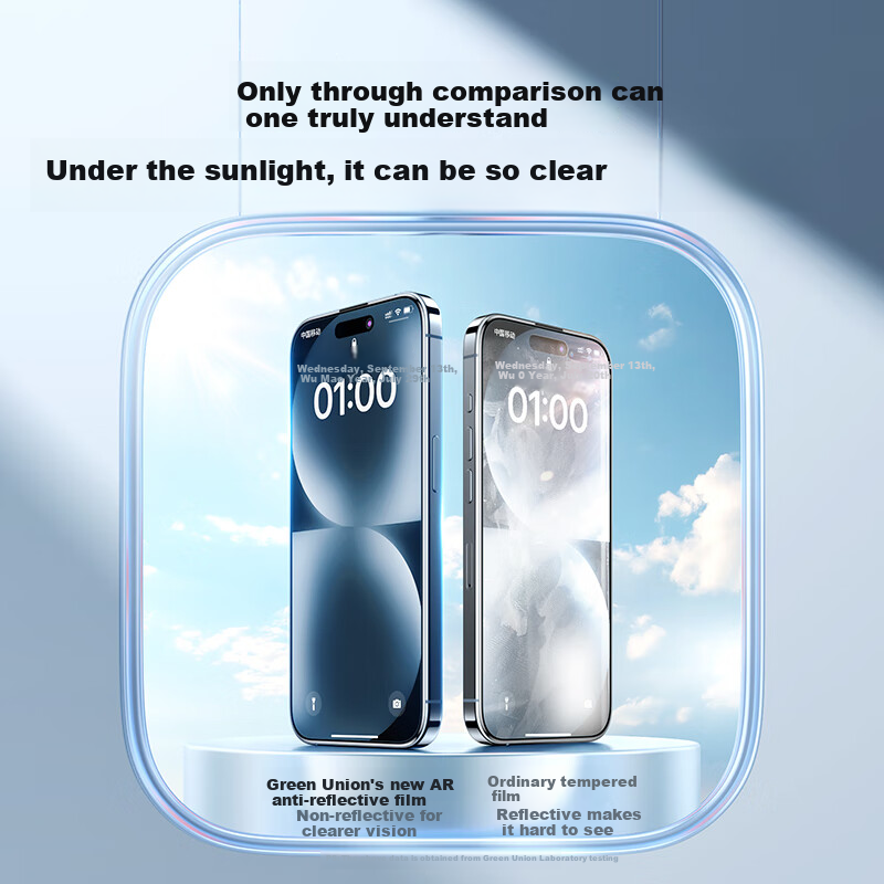 UGREEN AR Anti-Reflection Film for Apple 16/15 Tempered Glass Screen Protector for iPhone 16/15 Anti-Reflective High Definition Anti-Shock Anti-Fingerprint Protective Film