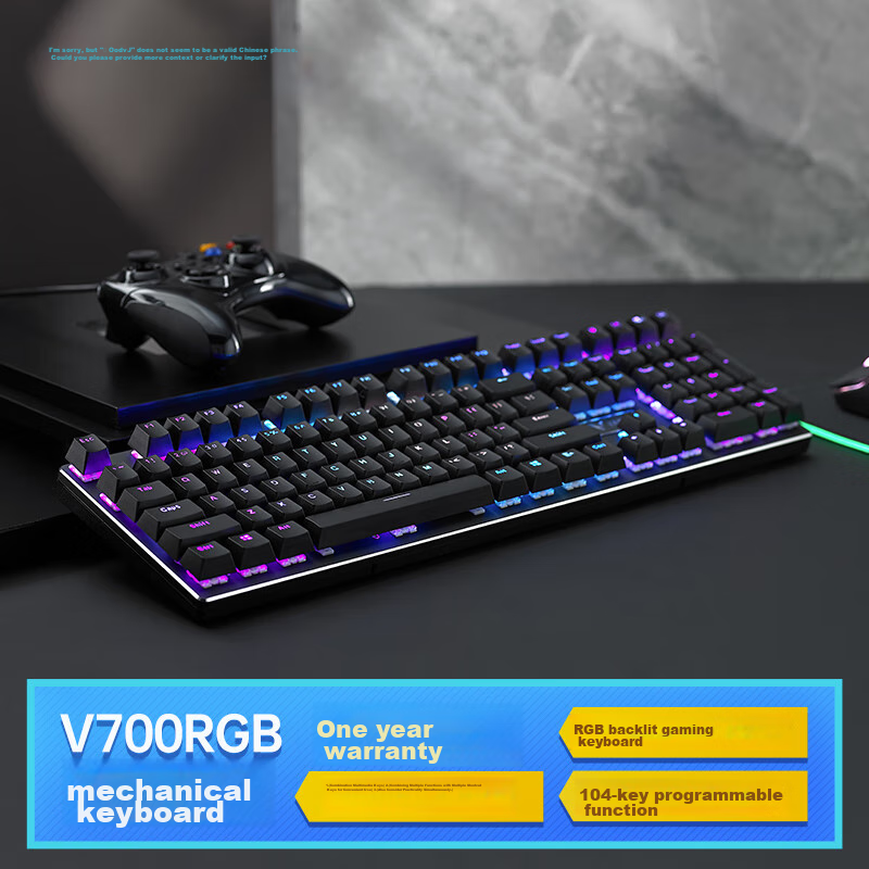 Rapoo V700RGB Alloy Edition Mechanical Keyboard, Wired Keyboard, Gaming Keyboard, 108-Key RGB Backlit Keyboard, Programmable Keyboard, PUBG Keyboard, Blue Switch