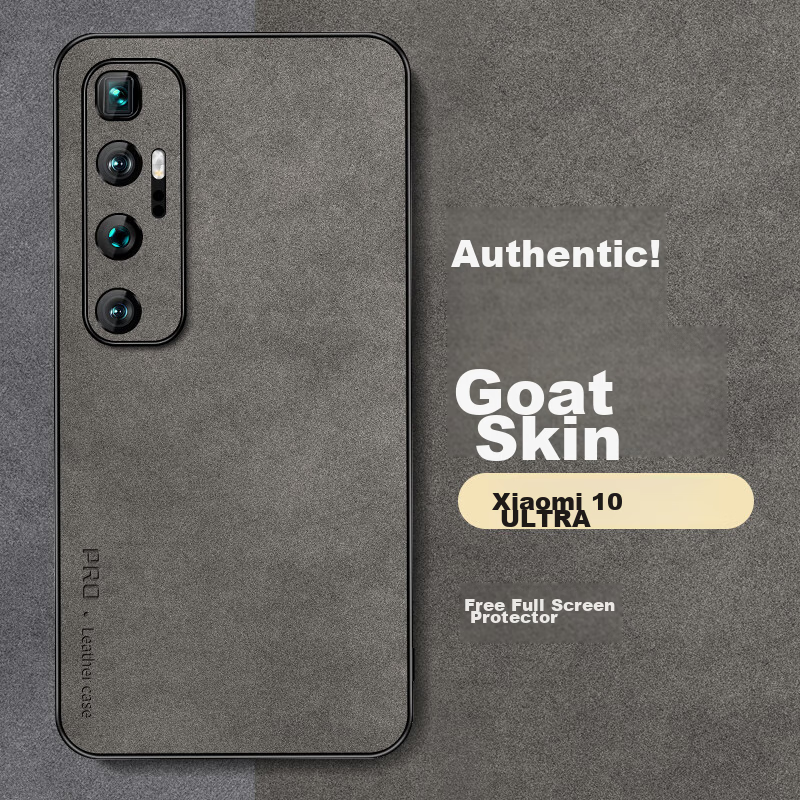 Shangsu, Suitable for Xiaomi 10 Ultra Phone Case, Mi 10 Ultimate Edition Protective Cover, Shockproof, Full Lens Protection, Soft Shell, Simple Luxury Lambskin Outer Case, Women's And Men's Leather Ca