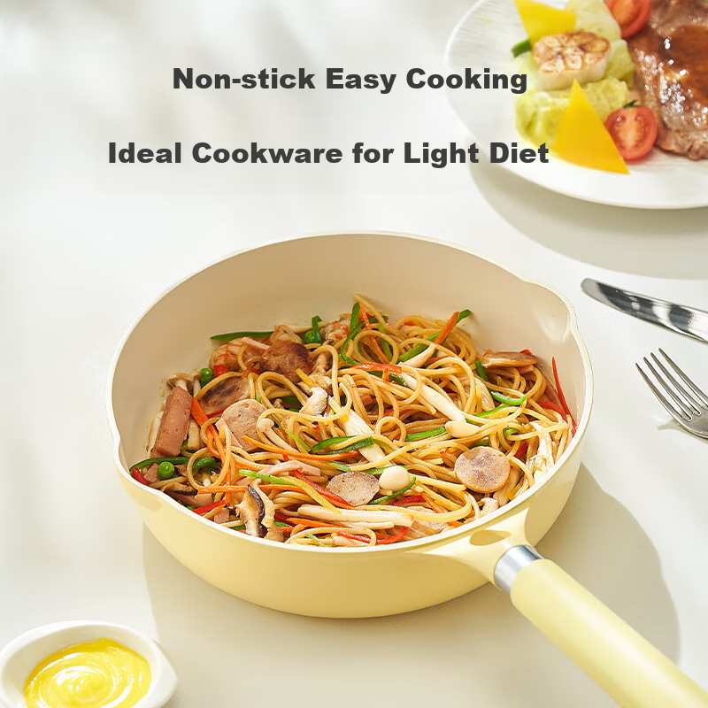 Jingzao Ceramic Non-stick Frying Pan for Eggs, Pancakes, Steaks, Breakfast, Gas Stove, Induction Cooker, with Lid 24cm Green